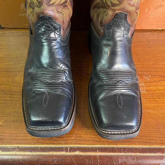 JUSTIN Men’s Size 10 D Composite Toe Black Brown Cowboy Work Boots WK4818 - Picture 10 of 11